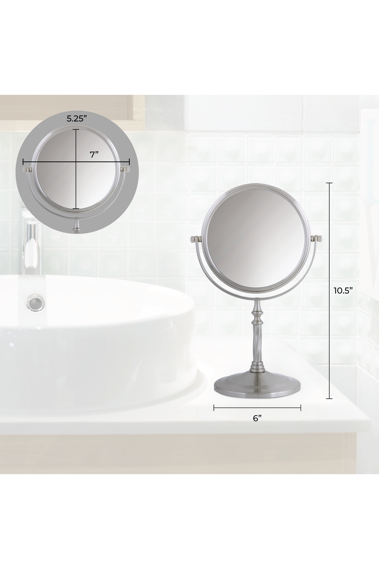 Makeup Mirror with 5X/1X Magnifications, Alternate, color, Satin Nickel