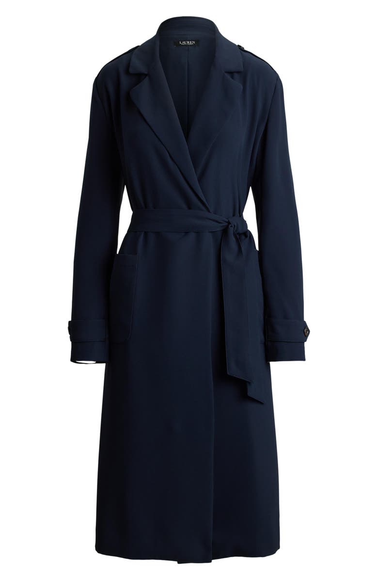 Lauren Ralph Lauren Double-Faced Georgette Wrap Coat, Alternate, color, Lauren Navy