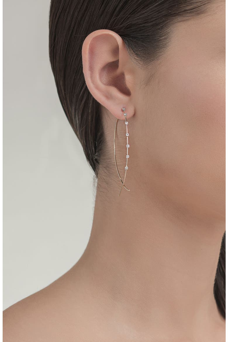 Large Upside Down Diamond Hoop Earrings, Alternate, color, YELLOW GOLD