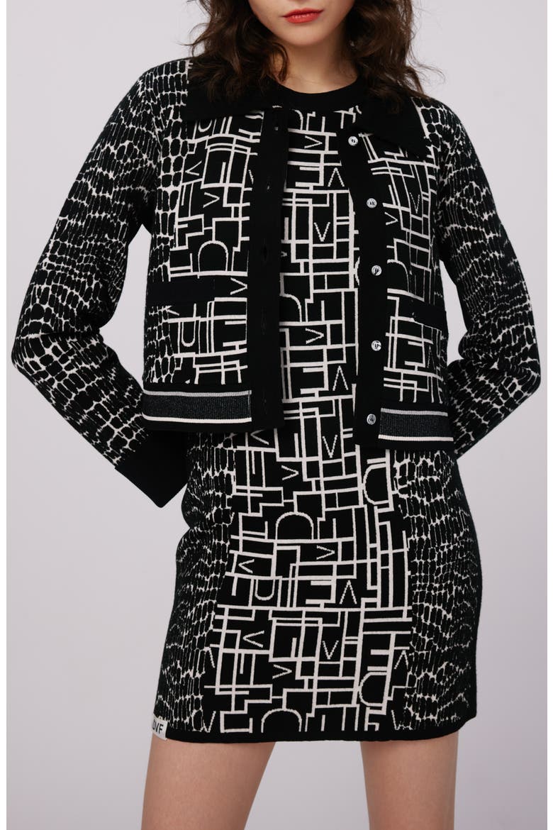 Riva Crop Cardigan, Main, color, DVF LOGO/LEOPARD BLK