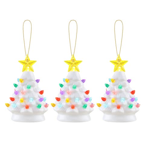 5 in. Set of 3 Nostalgic Ceramic Tree Ornaments