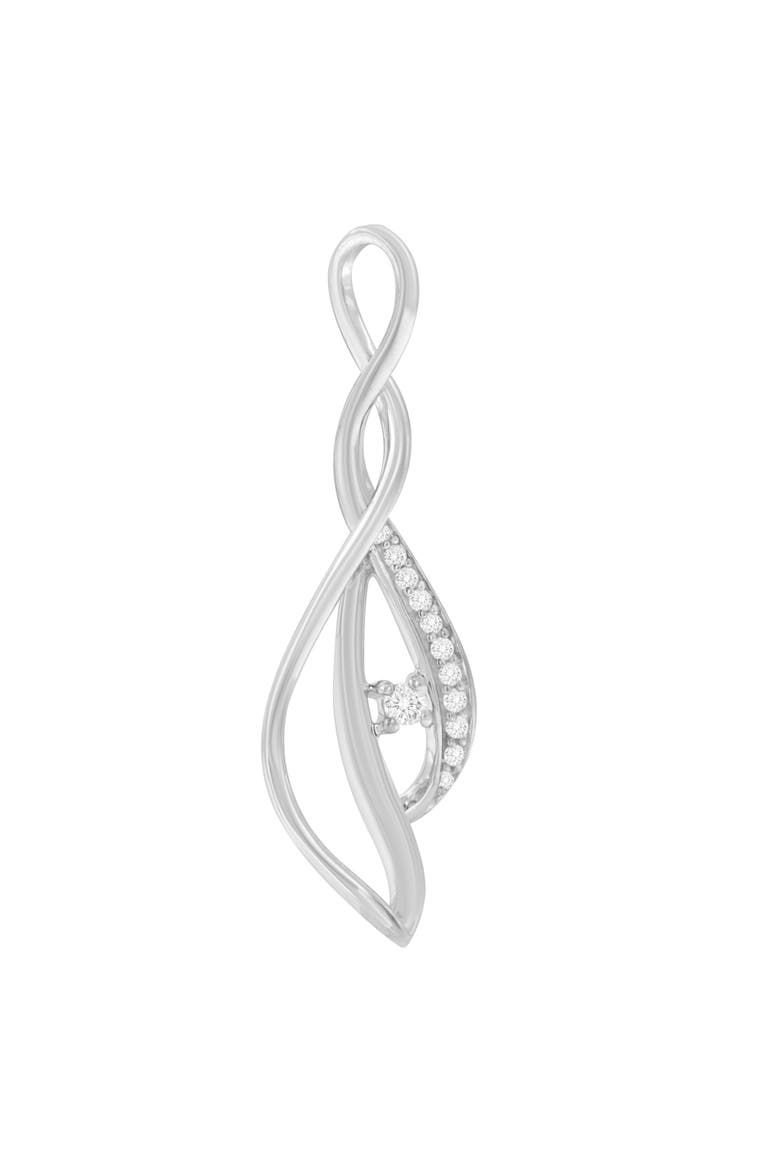Espira 10K White Gold Diamond Accented Open Cascade Twist Pendant Necklace, Alternate, color, White