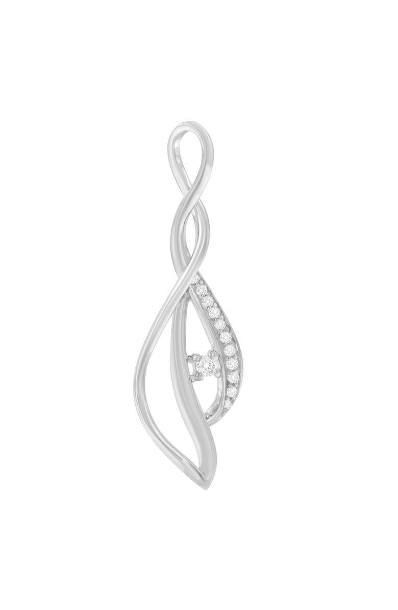Haus of Brilliance Espira 10K White Gold Diamond Accented Open Cascade Twist Pendant Necklace, Alternate, color, White