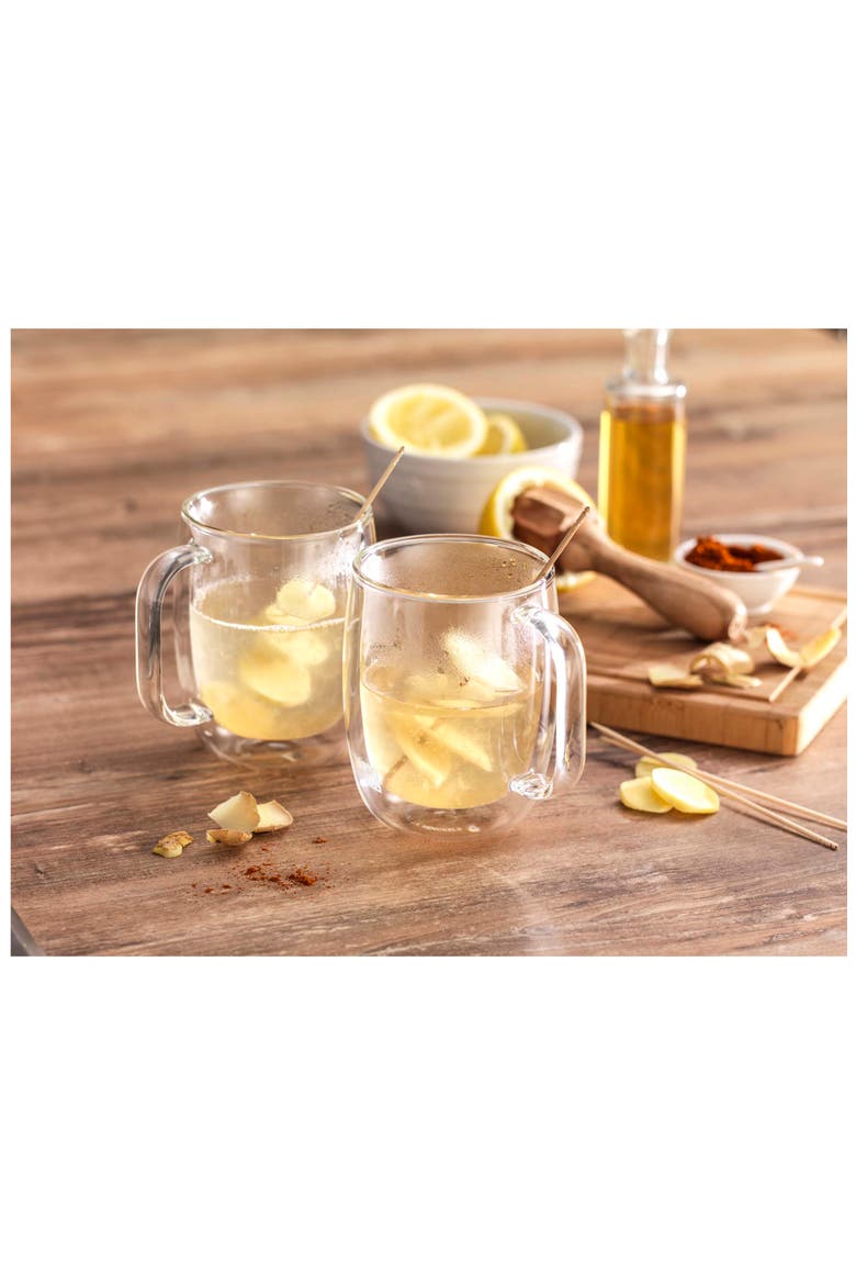 Sorrento Plus Set of 2 Double Wall Glass Espresso Mugs, Alternate, color, CLEAR