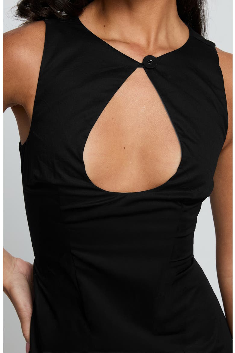 Etiquette Cutout Organic Cotton Skirted Romper, Alternate, color, BLACK