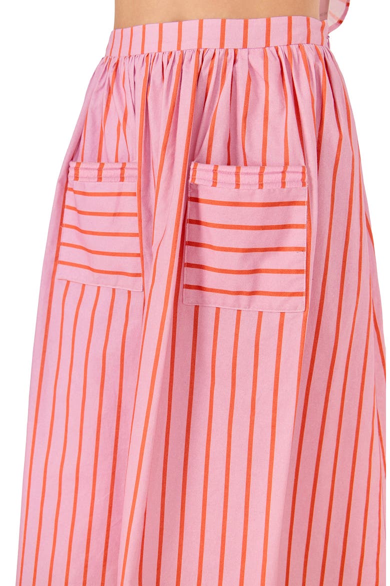 Stripe Cotton Midi Skirt, Alternate, color, PINK/ ORANGE