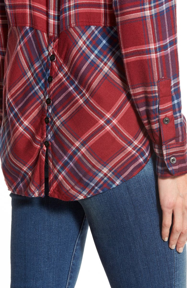 Lucky Brand 'Bungalow' Plaid Lightweight Flannel Shirt, Alternate, color, 
