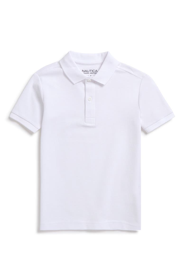 Kids' Solid Cotton Piqué Knit Polo, Main, color, 100 WHITE