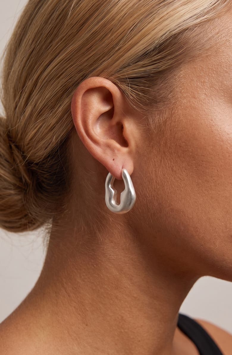 YOJ Luna Drop Hoops in Silver, Alternate, color, Silver