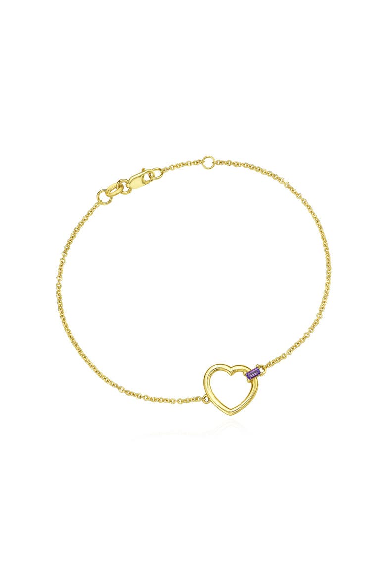 Baguette Amethyst Open Heart Bracelet, Main, color, Amethyst