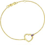 The Lovery Fine Jewelry Baguette Amethyst Open Heart Bracelet
