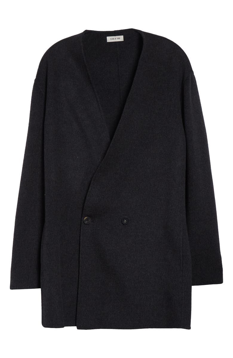 Fear of God Relaxed Lapelless Double Breasted Blazer, Alternate, color, Charcoal