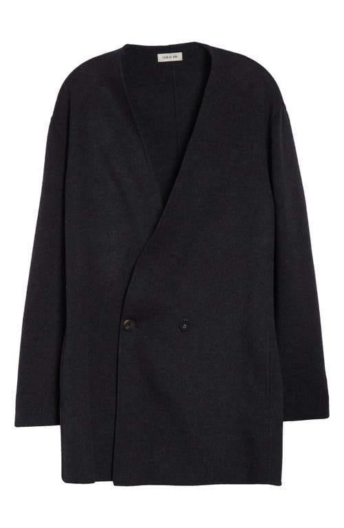 Fear Of God Relaxed Lapelless Double Breasted Blazer In Charcoal