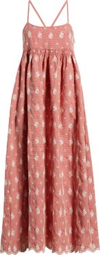 FRNCH Santa Embroidered Eyelet Sleeveless Maxi Dress