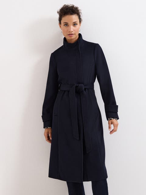 Belted Funnel Collar Coat