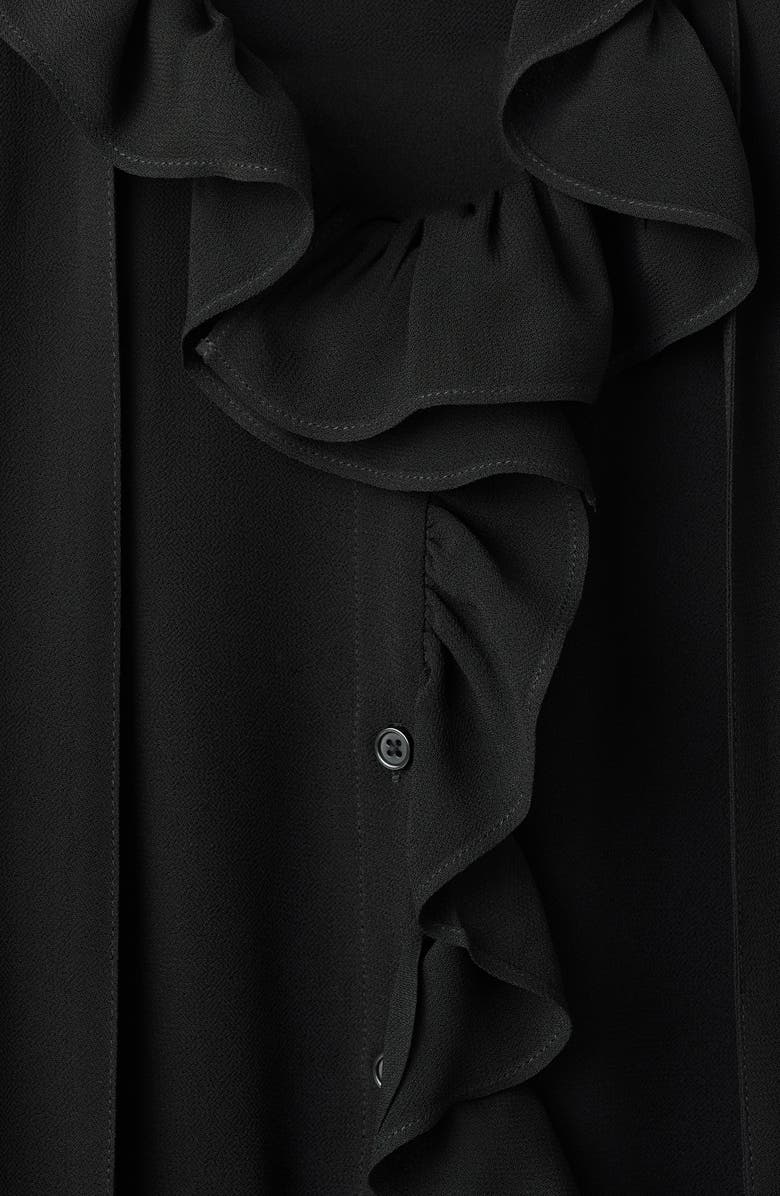 MANGO Ruffle Front Button Top, Alternate, color, Black