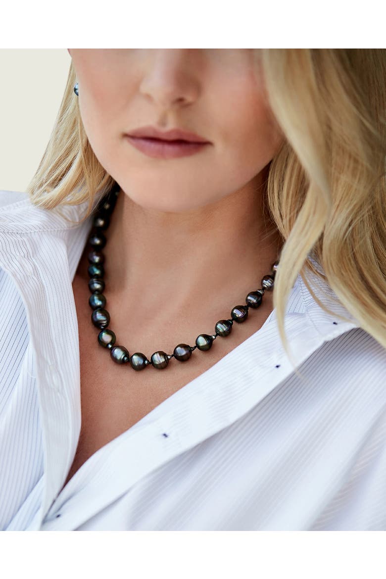 9-11mm Tahitian South Sea Drop Pearl Necklace - Premier AAAA Quality, Alternate, color, White Gold Clasp
