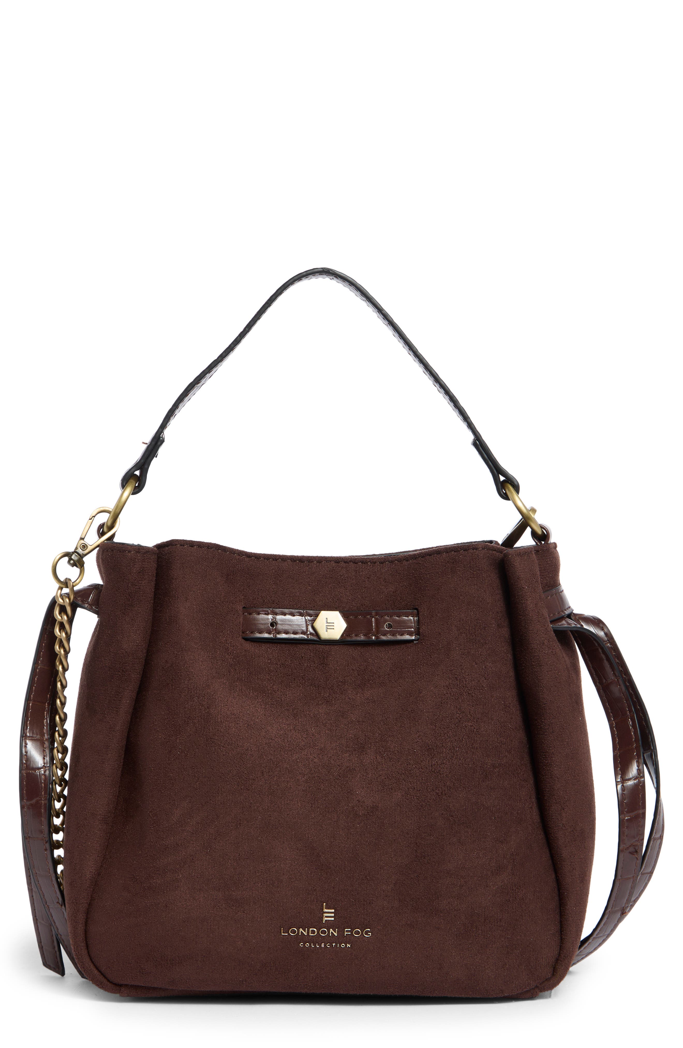 Faux Suede Crossbody Bag, Main, color, CHOCOLATE