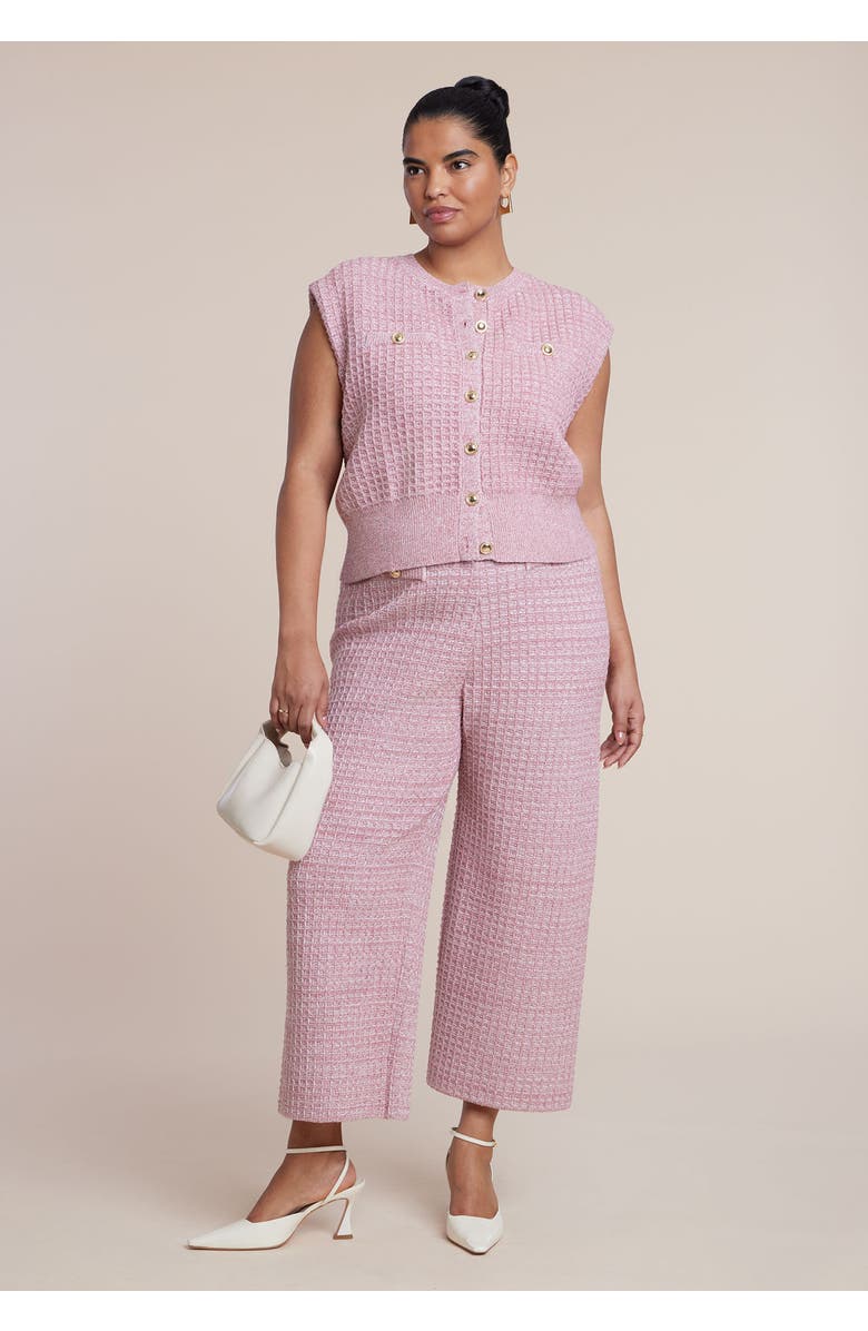 ELOQUII Tweed Effect Sweater Pant, Alternate, color, Dusty Pink