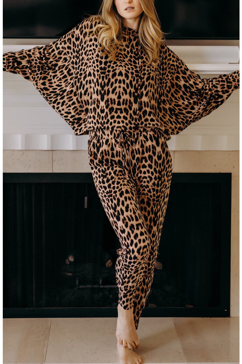 Cleo Animal Print Hoodie, Alternate, color, BROWN ANIMAL