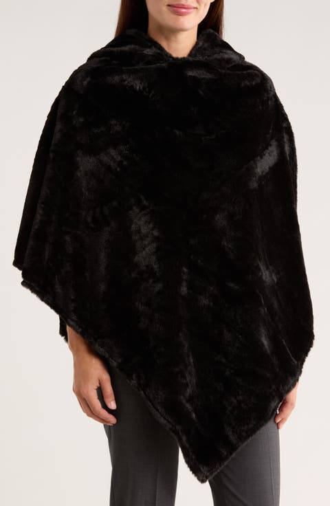 Hooded Faux Fur Ruana