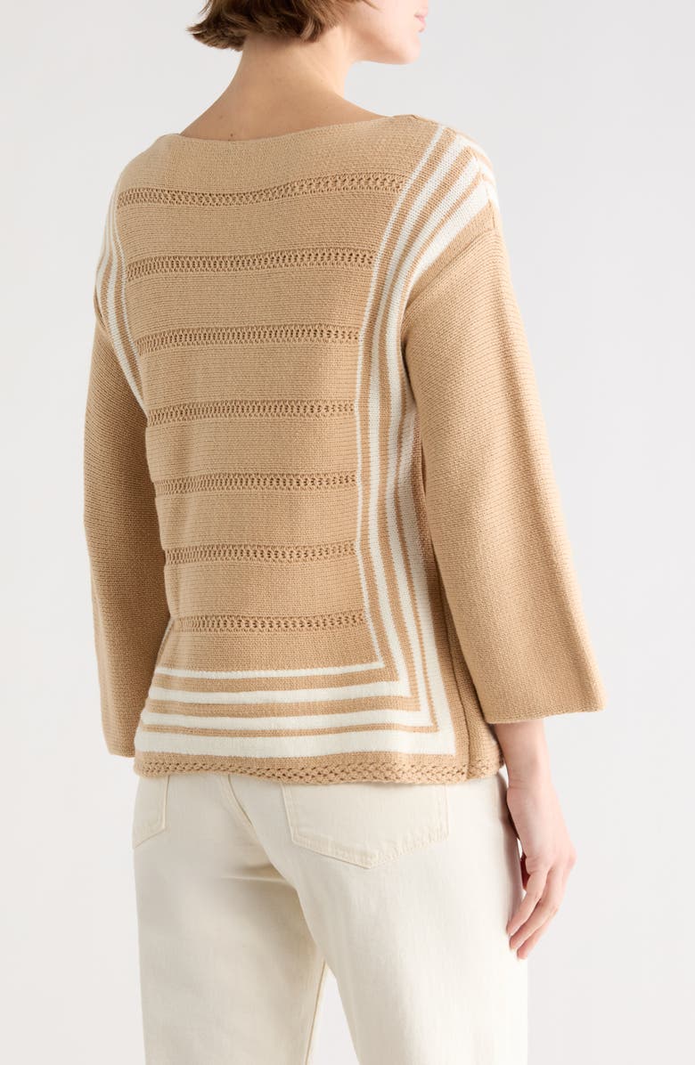 WISHLIST Border Stripe Sweater, Alternate, color, Taupe/ Cream