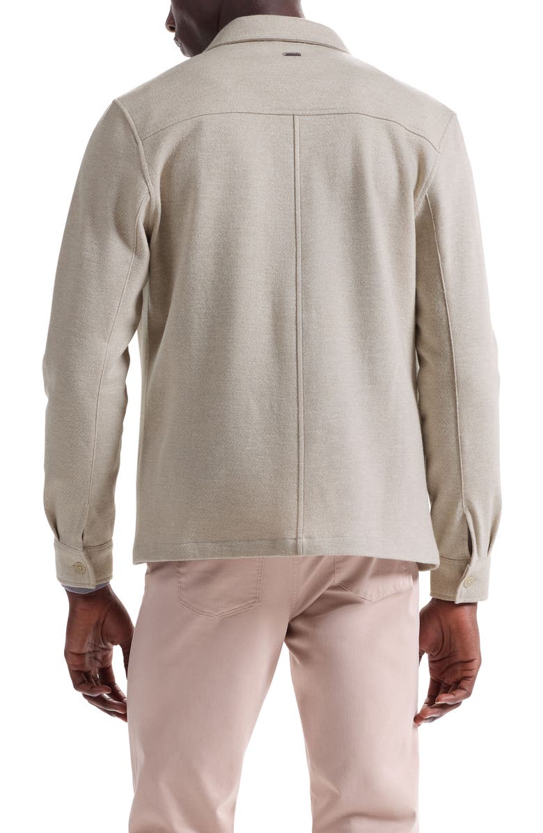 Bugatchi Slub Knit Wool & Cotton Button-Up Shirt Jacket, Alternate, color, Cobblestone