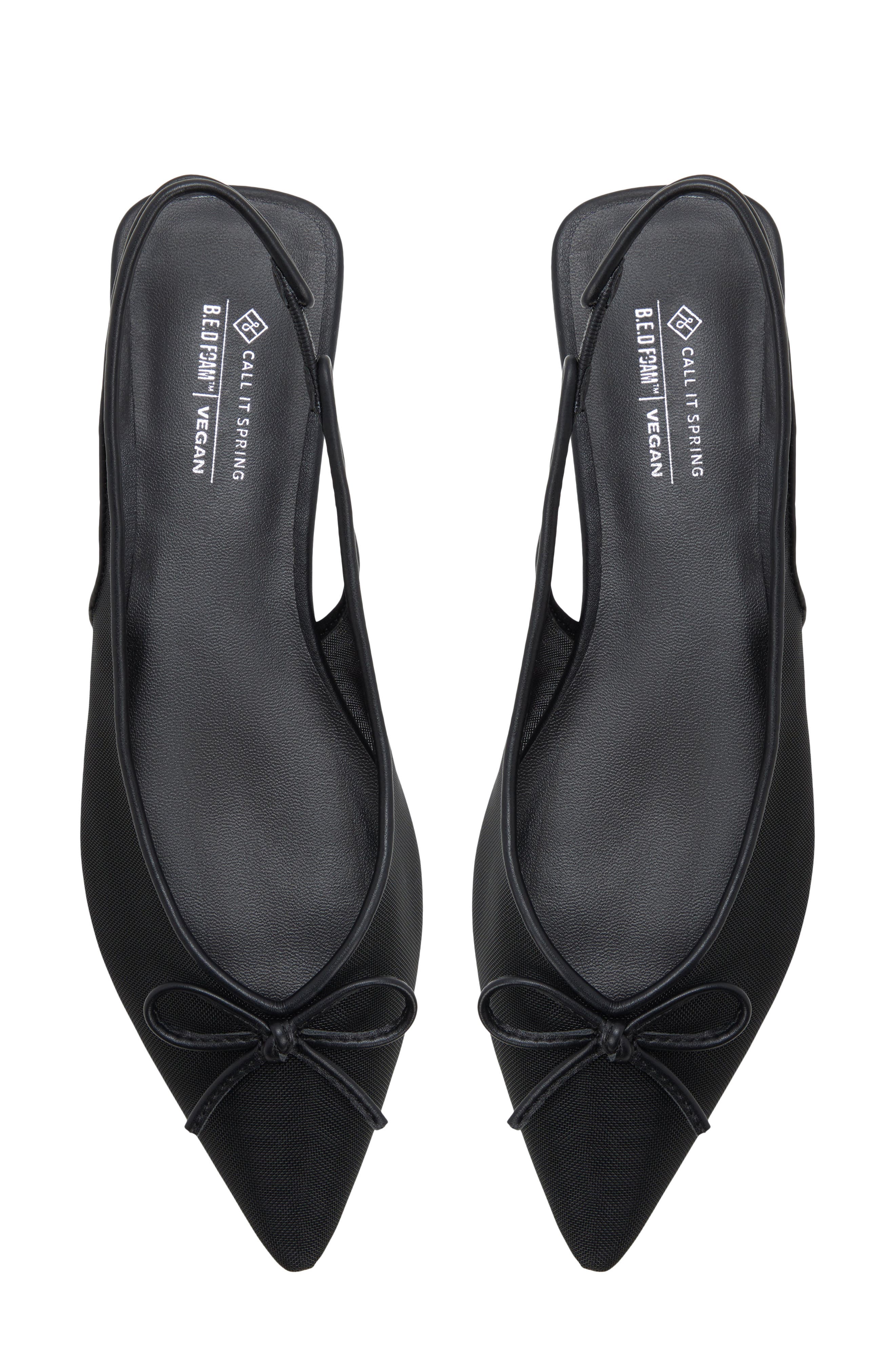 Call It Spring By Aldo Jennika Mesh Pointed Toe Slingback Flat, Alternate, color, Black