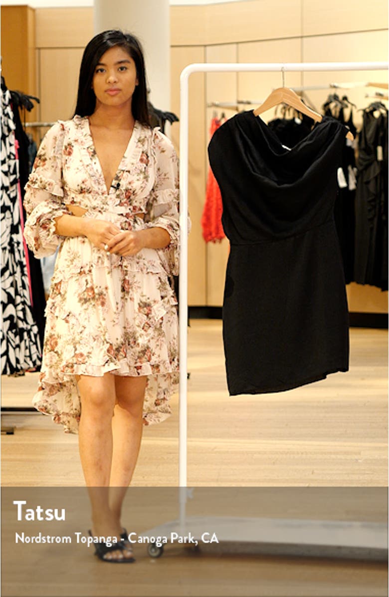 Draped Asymmetric Neck Dress, sales video thumbnail