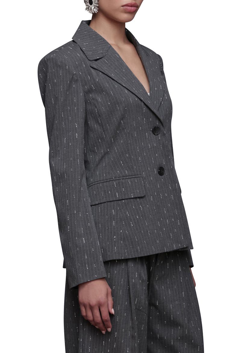 Rhinestone Detail Pinstripe Blazer, Alternate, color, GREY PINSTRIPE - SILVER