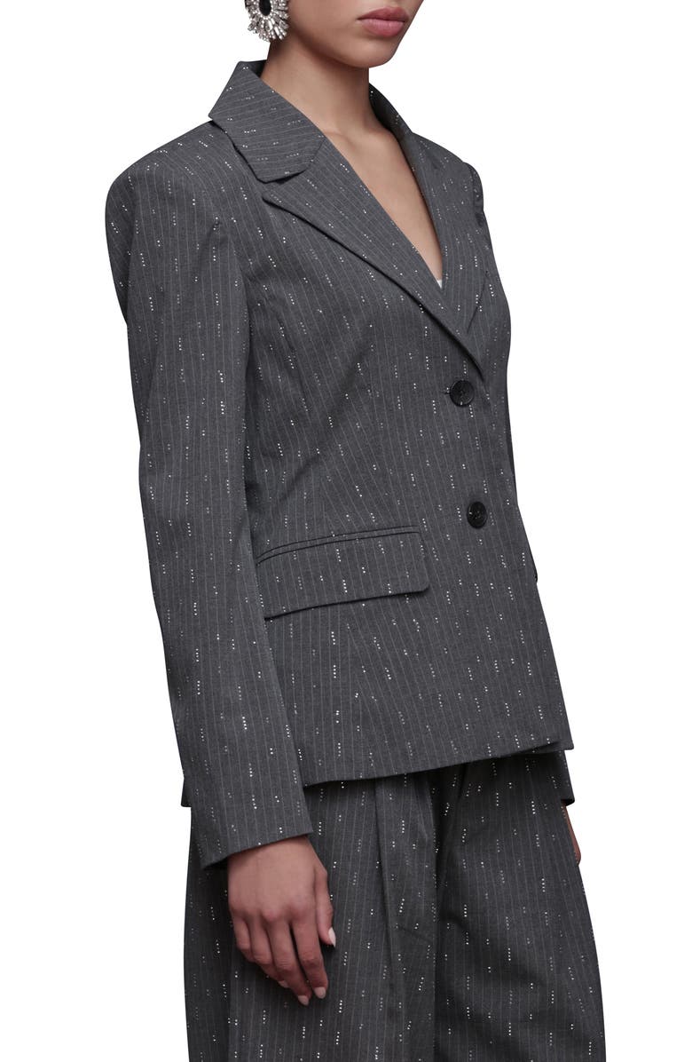 Avec Les Filles Rhinestone Detail Pinstripe Blazer, Alternate, color, Grey Pinstripe - Silver