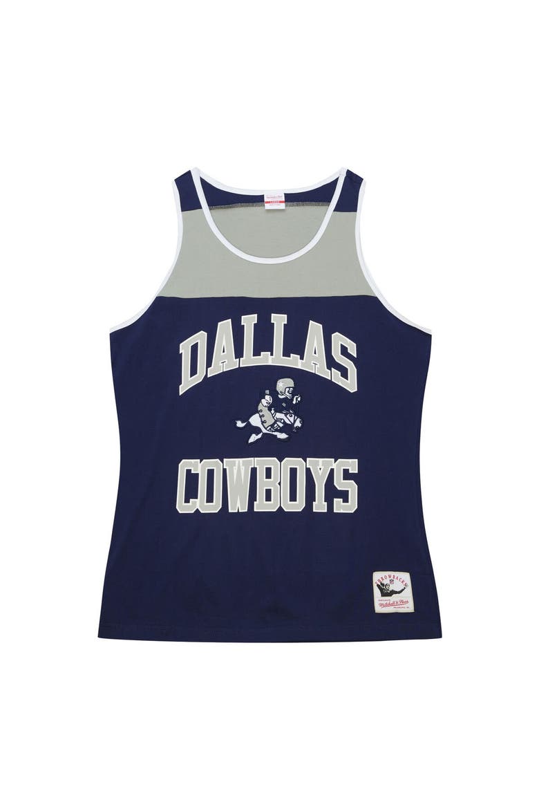 Men's Mitchell & Ness Navy/Gray Dallas Cowboys  Heritage Colorblock Tank Top, Alternate, color, Navy