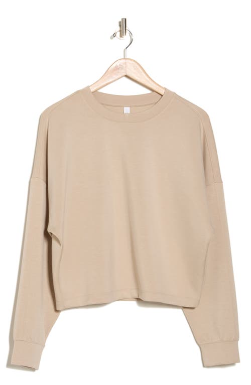 Z By Zella Crewneck Scuba Sweatshirt In Tan Oxford