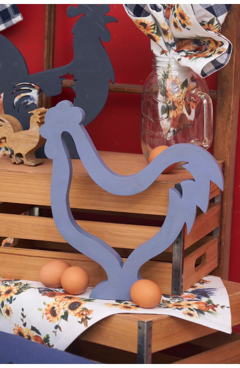 C&F Home Rooster Farmhouse 100% Cotton Set of 6 Placemats 14" x 20", Alternate, color, Blue