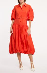 Cinq à Sept Daliah Belted Puff Sleeve Shirtdress