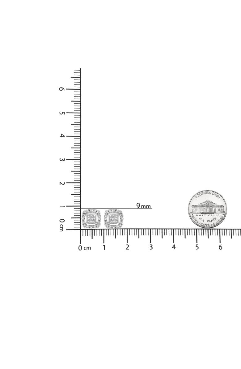 Haus of Brilliance Silver 1/2 Ct Round and Princess Stud Earrings, Alternate, color, White