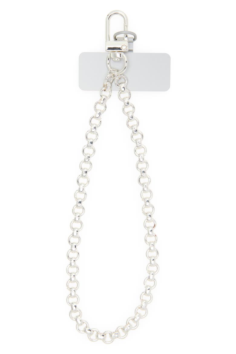 Round Link Phone Strap, Main, color, SILVER
