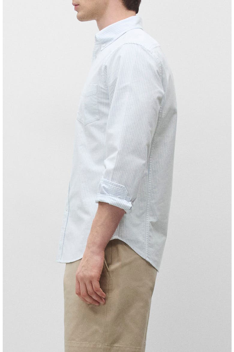 Stripe Cotton Oxford Button-Down Shirt, Alternate, color, WHITE-BLUE