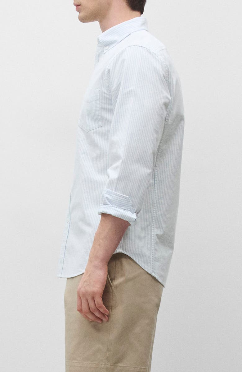 Reigning Champ Stripe Cotton Oxford Button-Down Shirt, Alternate, color, White-Blue