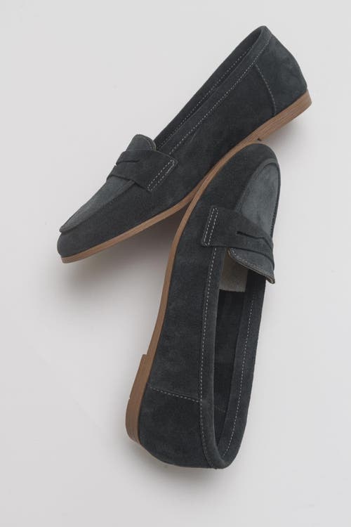 Forever & Always Shoes Dorothy Leather Loafer In Dusty Charcoal Suede Leather
