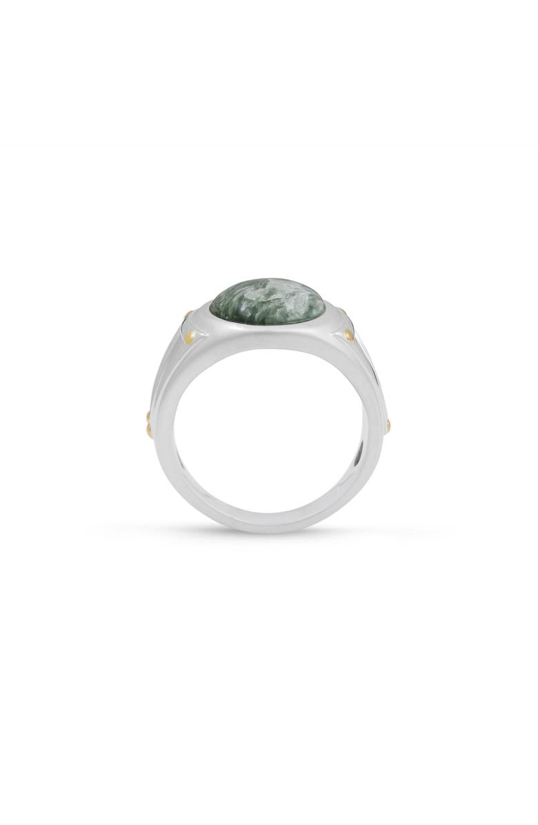 LuvMyJewelry Seraphinite Iconic Sterling Silver Men Signet Ring, Alternate, color, Silver