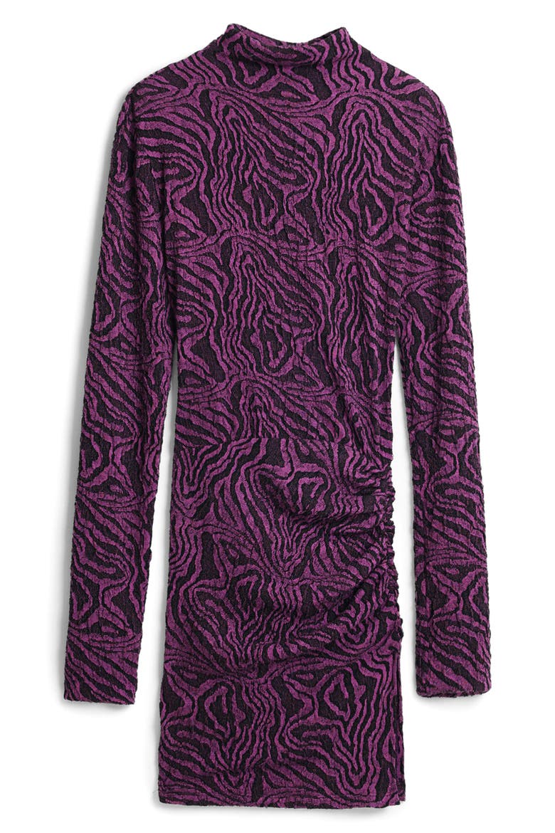Funnel Neck Long Sleeve Body-Con Minidress, Alternate, color, PURPLE MULTI