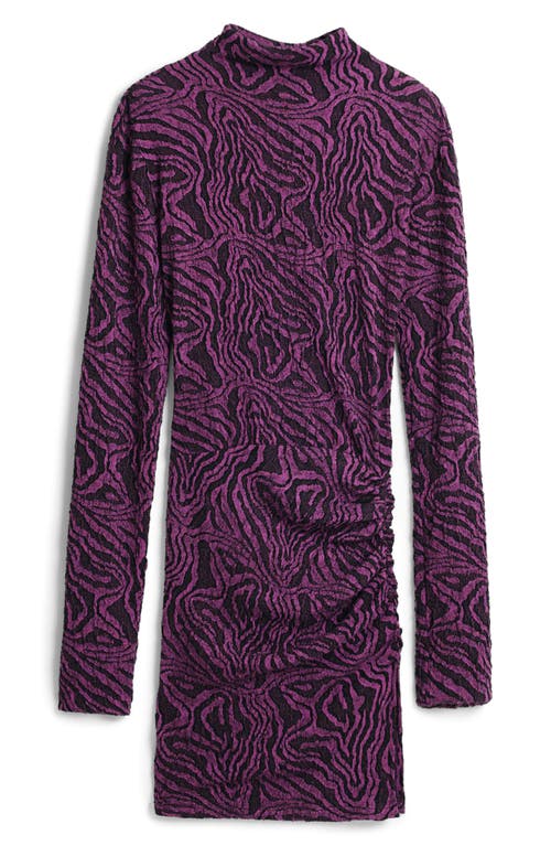 Desigual Funnel Neck Long Sleeve Body-con Minidress In Brown