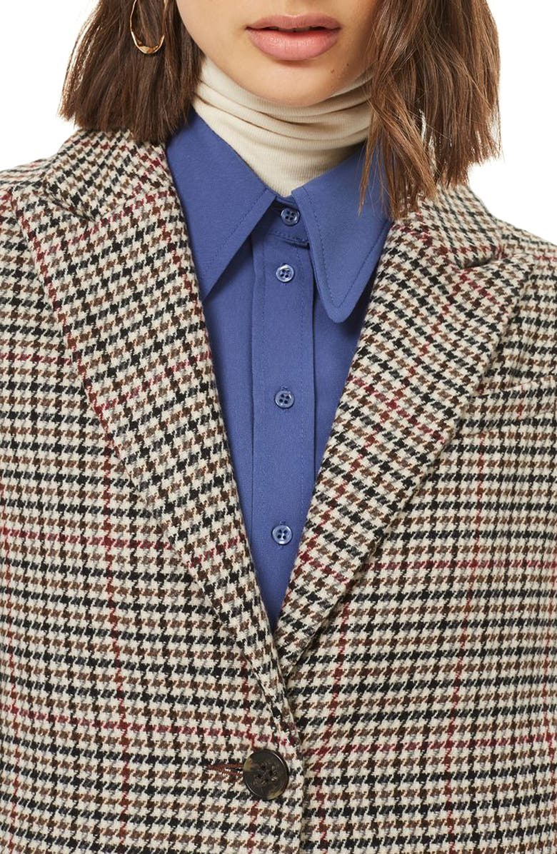 Topshop Bonded Check Coat, Alternate, color,
