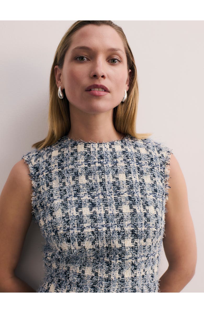 The Fold Tureen Tweed Midi Dress, Alternate, color, Navy