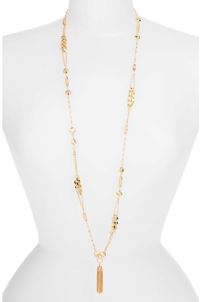 Filou Long Tassel Pendant Necklace, Main, color, YELLOW GOLD
