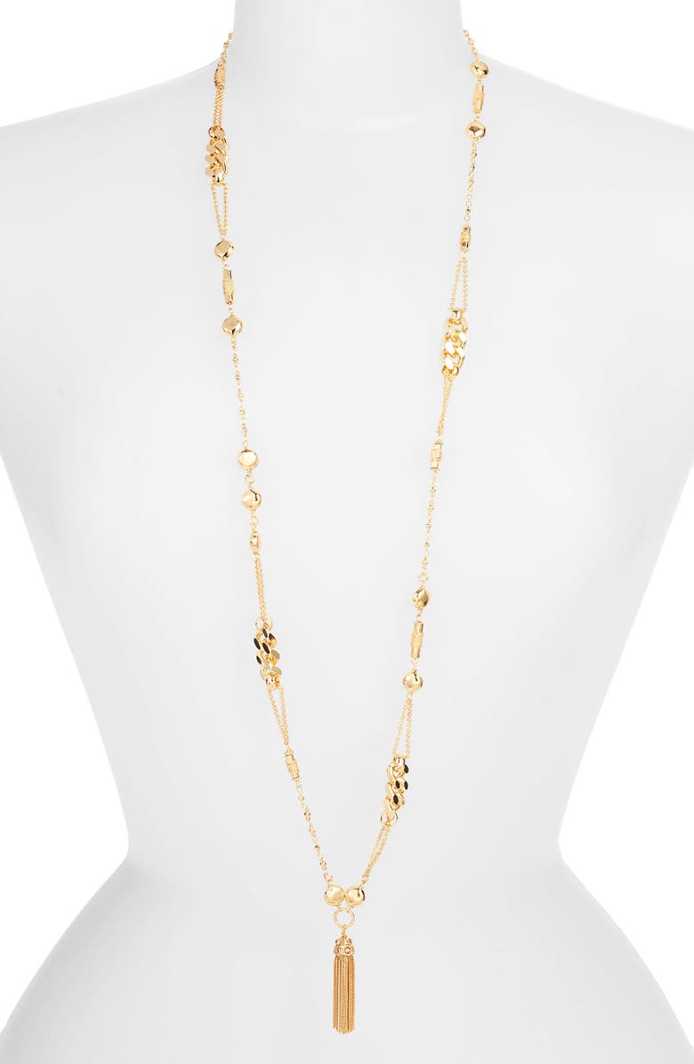 Gas Bijoux Filou Long Tassel Pendant Necklace, Main, color,