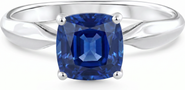 Bliss Diamond Certified 2Ct Cushion Blue Sapphire Solitaire Engagemet Ring 14k Gold Lab Grown