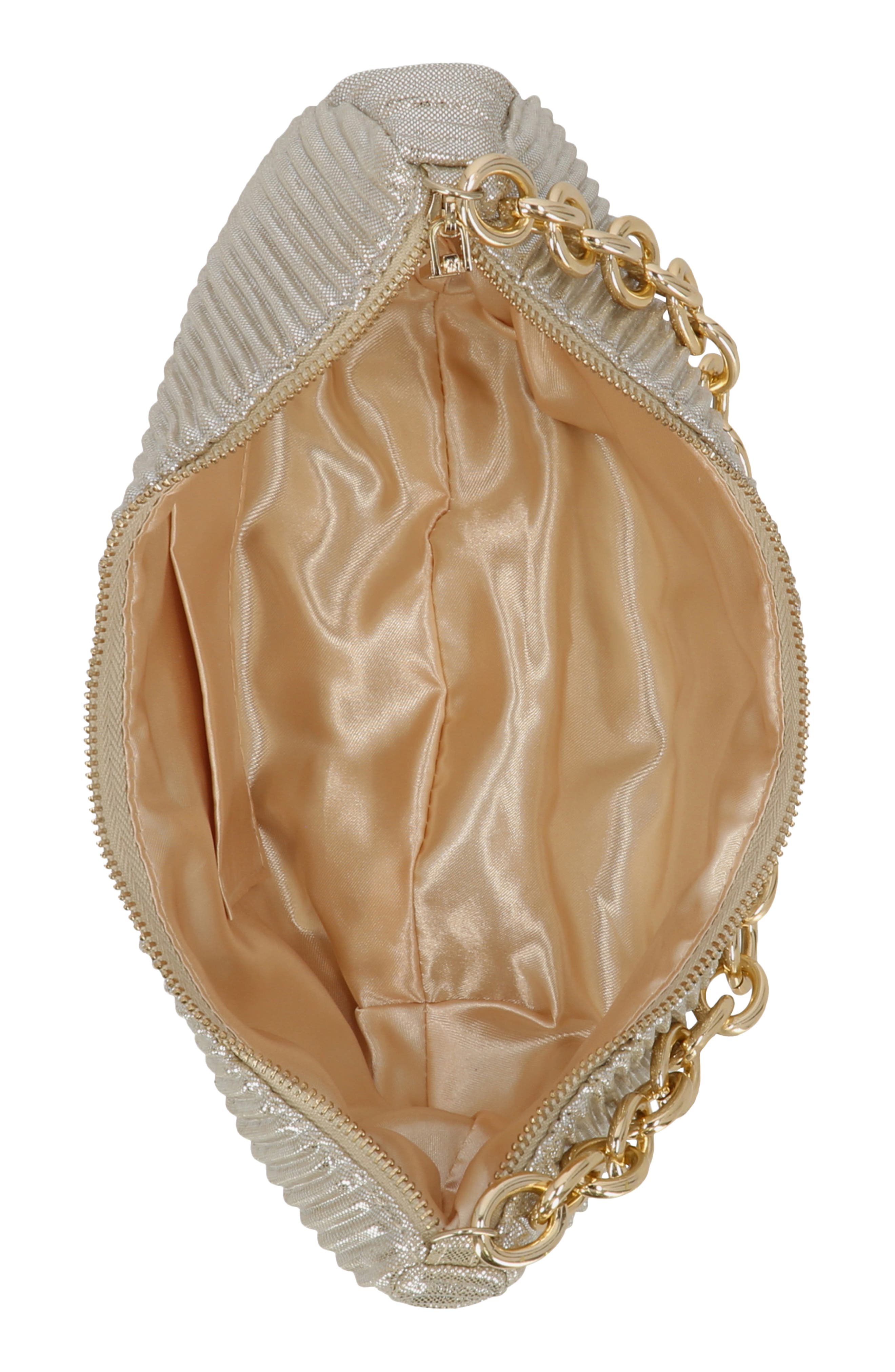 Maya Metallic Rib Shoulder Bag, Alternate, color, CHAMPAGNE