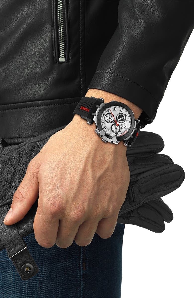 Tissot T-Race Chronograph Silicone Strap Watch, 48mm, Alternate, color, 